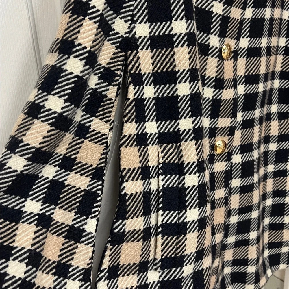 Draper James Plaid Cape with Gold Chain Accent - Picture 4 of 5